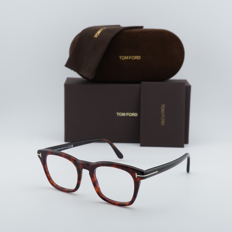 NEW Tom Ford FT5870-B 054 Havana/Clear Blue Light Block 50mm Eyeglasses