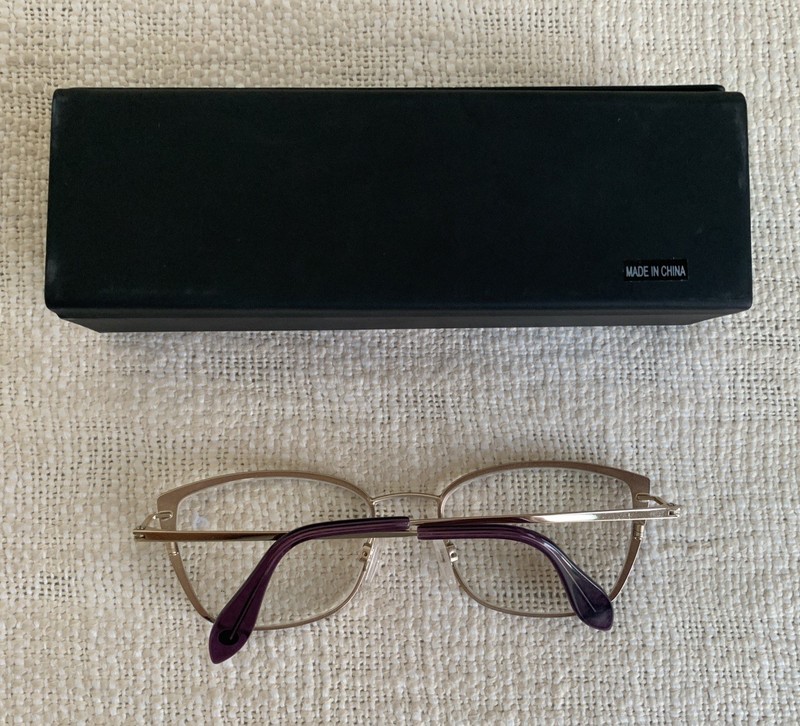 FYSH Womens Eyeglass Frames 3663 S207 Eggplant Gold Tone Metal Cat Eye with Case gallery