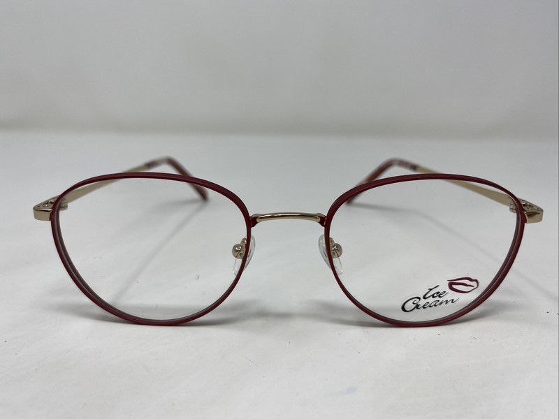 Ice Cream MOD. IC-9160 C3 49-19-140 Burgundy/Gold Full Rim Eyeglasses Frame Q395