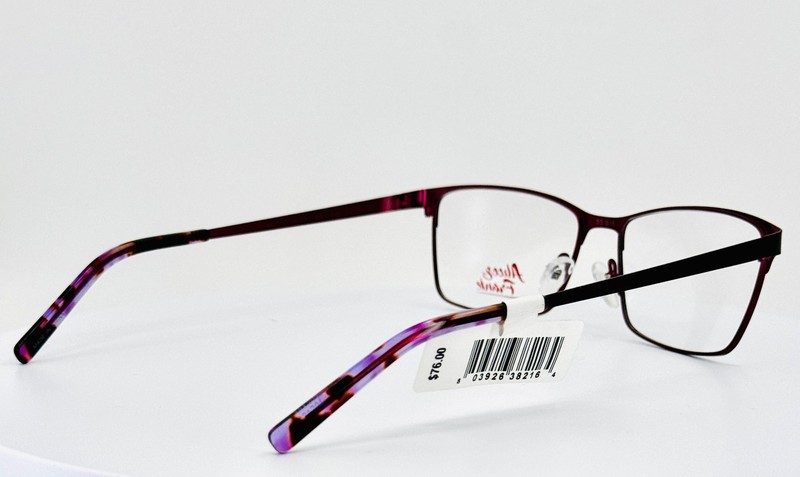 NEW ALICE & FRANK AF309 BLK Black Burgundy Rectangle Eyeglasses 55-15-140 B:36 gallery