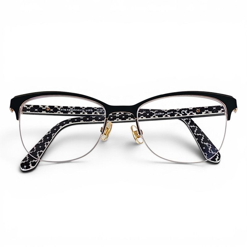 Kate Spade Brieana 807 Black Gold White Eyeglasses Frames 52-17-140