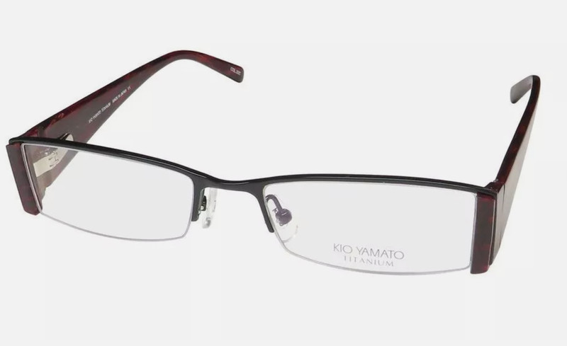 KIO YAMATO KT-287U 32C BLACK / RED HAVANA TITANIUM EYEGLASSES JAPAN 52-18-142 MM