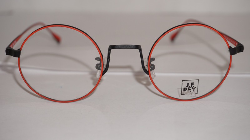 J.F. Rey Eyeglasses Round Black Red JF3013 3000 45 24 145
