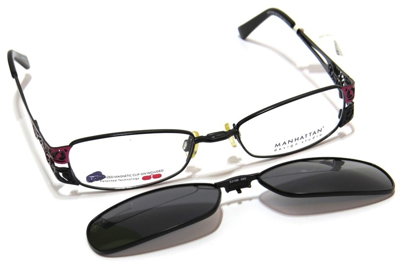 Manhattan MDX S3198 Magnetic Clip-On Sunglasses/Eyeglass Frame Combo, 49-17-135