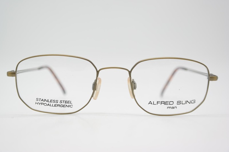 Alfred Sung 4127 Brass Oval Eyeglass Frame New