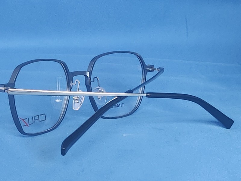 New Men's Cruz Eyeglass Frame I 266 Steel Blue Titanium 50-18-145 gallery