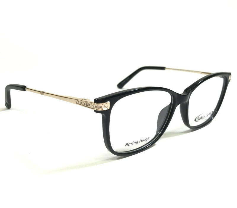 Eight to Eighty Eyeglasses Frames BRIANNA BLACK Gold Square Crystals 53-18-135 gallery