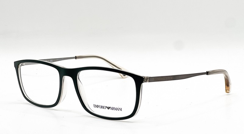 NEW EMPORIO ARMANI EA 3070 5470 MATTE GREEN/GREY TRANSPARENT EYEGLASSES 54-17