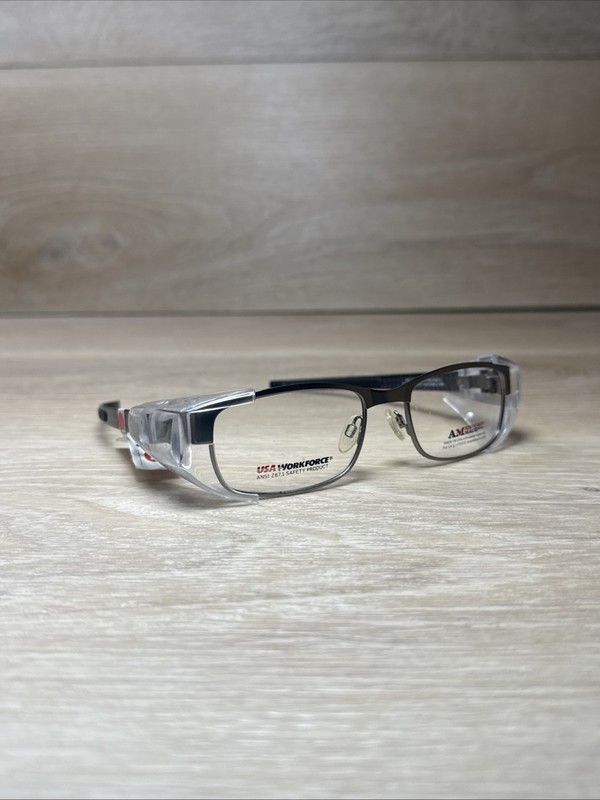ART CRAFT USA Workforce Safety Eyeglass Frames 44193 Pewter /Blue 55-18-142 NWT