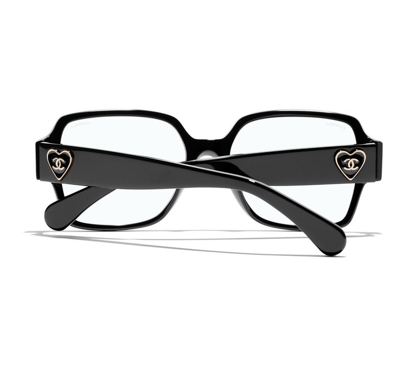 Women's CHANEL Eyeglasses Square Black/Gold Logo with Demo Lenses CH3438 NEW gallery