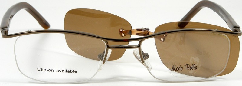 Moda Bella Chocolate Eyeglasses 2109 51-17-140 Magnetic Clip-On Brown Polarized