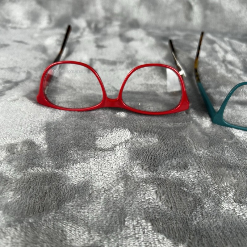NOS 2 Pair Christian Siriano Eyeglasses Clear Lens 2 Frames Teal Lolo Red Marisa gallery