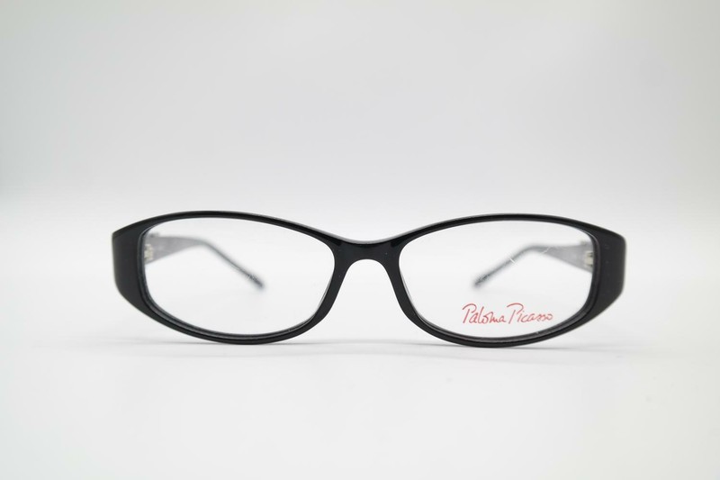 Paloma Picasso I1246 Black Silver Oval Glasses Frame Eyeglasses New