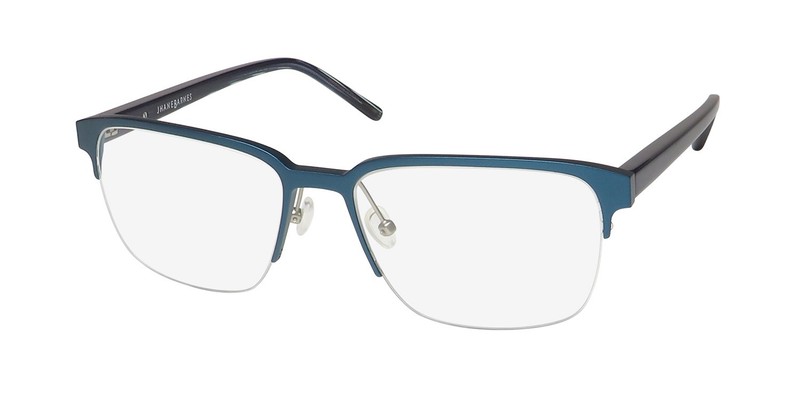 NEW JHANE BARNES AREA EYEWEAR ST MENS BROWLINE ALUMINIUM HALF-RIM GREEN