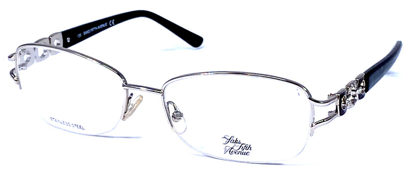SAKS FIFTH AVENUE 276 NOS Silver/Gray Half Rimless 56-17-135 Eyeglasses Frame