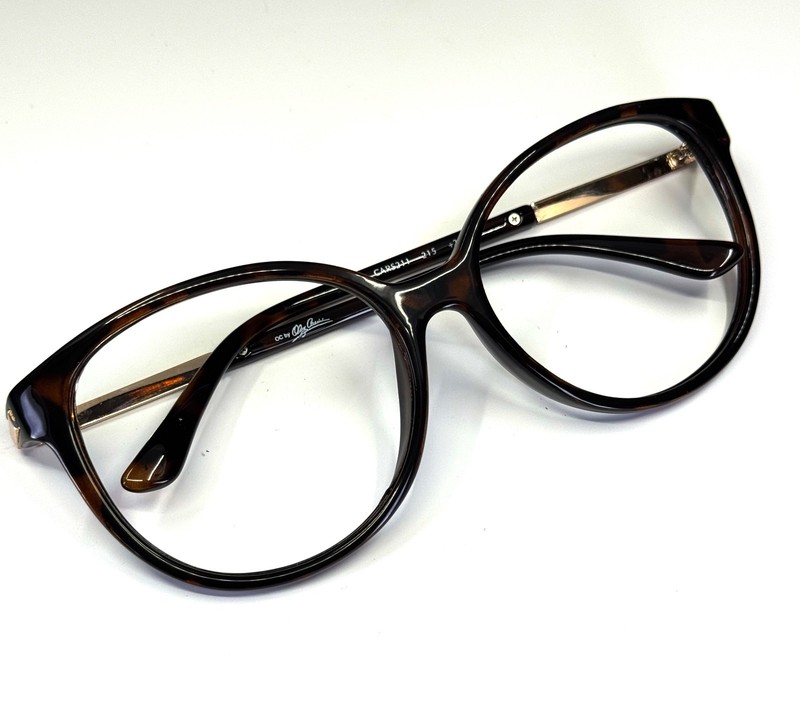 VTG OLEG CASSINI CARS211 215 Brown Gold Round Full Rim Eyeglasses FRAMES ONLY gallery