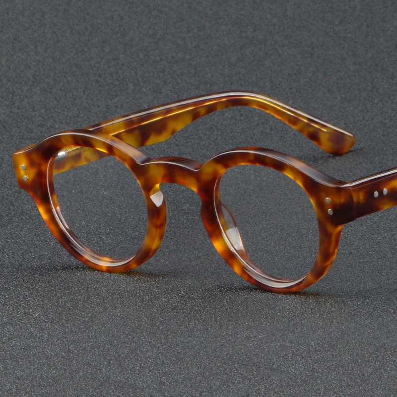 Retro Men Round Glasses Full Rim Leopard Women Eyeglass Frames 43 27-145mm gallery