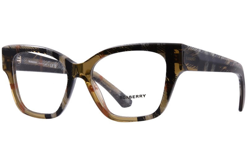 Burberry BE2420 4146 Eyeglasses Frame Women’s Check Sand Full Rim Cat Eye 54mm