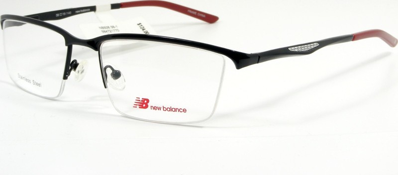 New Balance NB 506-1 Black / Red Semi-Rimless Eyeglasses Frame 56-19-140 NEW gallery