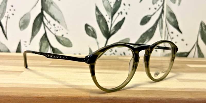 ANGLO AMERICAN EYEGLASSES.MODEL P LUX. HANDMADE ENGLAND. 49-20.ROUND GREEN OMBRE gallery