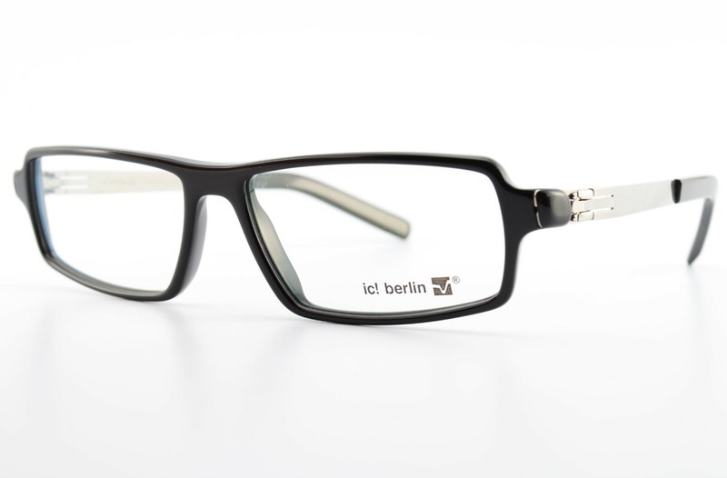 Ic! Berlin Glasses Frame Siegfried Black Gloss Acetate Steel Poor Silver Chrome