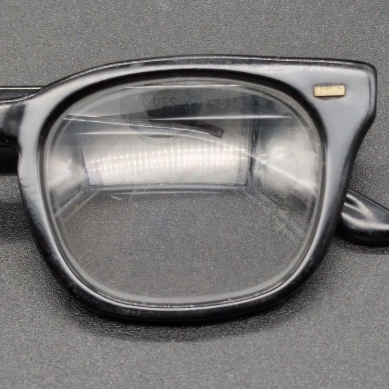 VTG USS 50-22 4 1/2 - 5 3/4 Eyeglasses Frame USA Men Military Issued 1970s Black gallery