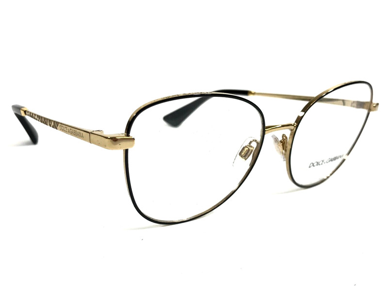 Dolce & Gabbana Eyeglasses Frames DG1355 1334 Gold Black Wire Rim 55-17-145 gallery