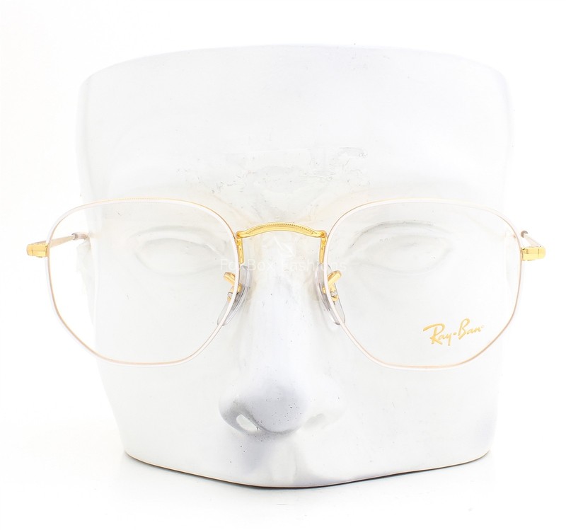 Ray-Ban Eyeglasses RB 6448 3104 Glasses Shiny White on Gold 48mm with Case gallery