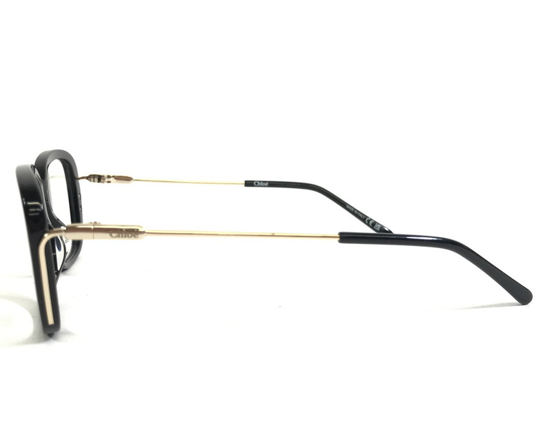 Chloe Eyeglasses Frames CH0174O 001 Polished Black Gold Square 48-17-135 gallery