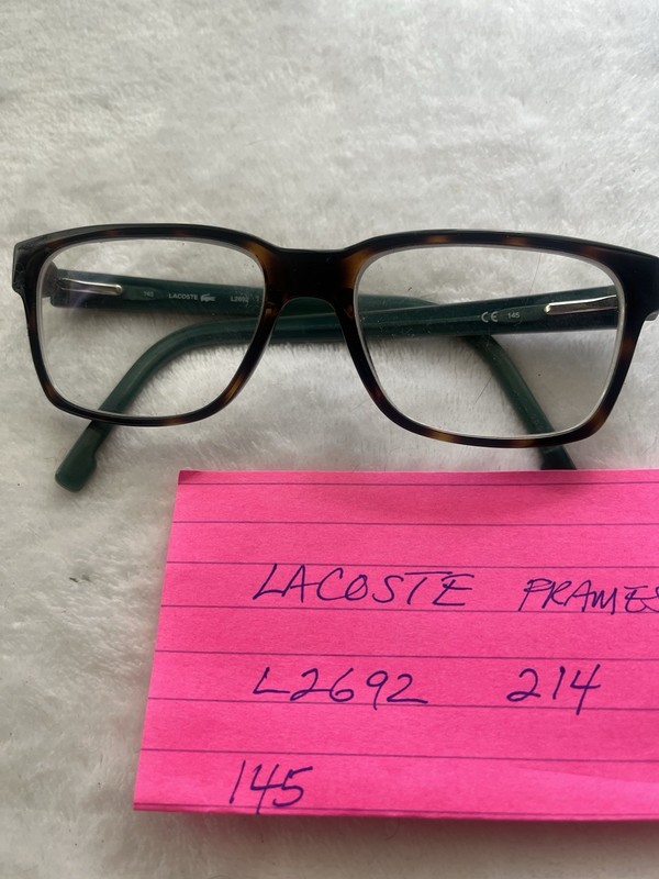 Lacoste Eyeglasses L2692 214 Polished Dark Havana/Green Square Frame Only 145