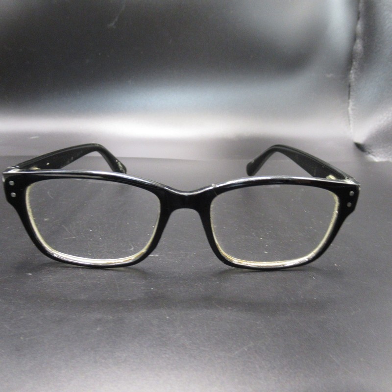 Vintage Style Black Plastic Eyeglass Frames Clear Lenses Retro Square Shape