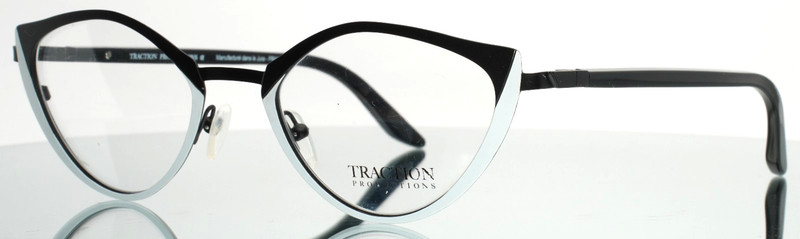 TRACTION PRODUCTIONS Nyugat Noirblanc Black White Womens Cat Eye Eyeglasses