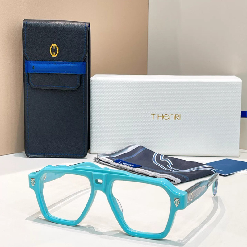 T-HENRI Turquoise Blue Square Eyeglasses Clear Lens Designer Fashion Frames