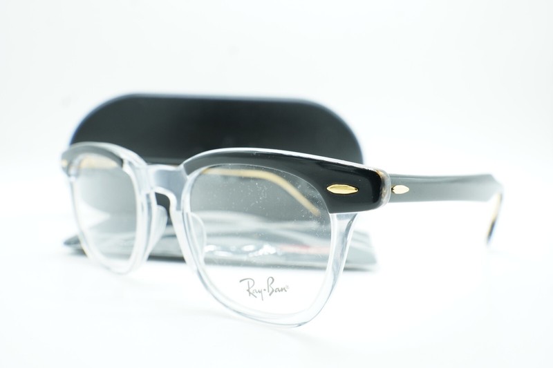 RAY BANS RB 5398 2034 BLACK AND CLEAR AUTHENTIC EYEGLASSES 48-21 145 W/CASE