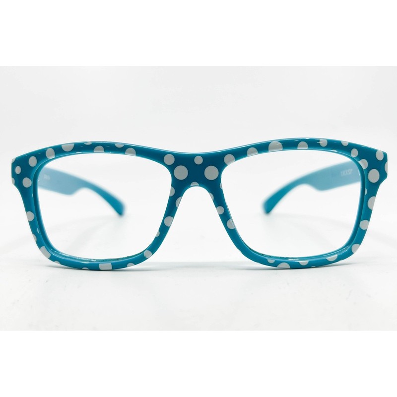 Zenni Optical 2035124 Teal Polka Dot Eyeglass Frames Square Wayfarer Style