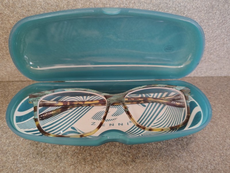 Zenni Optical 4417324 Eyeglasses Frame Green Tort Flex Used gallery