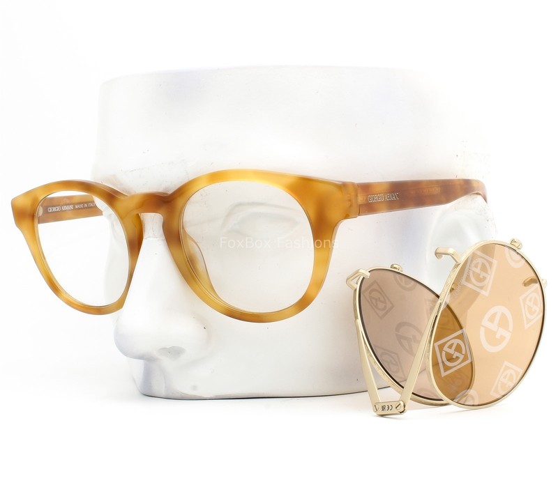 Giorgio Armani Eyeglasses Fold Clip-On Lens AR8190U Honey Havana 48mm w/case