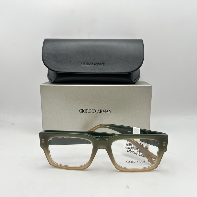Giorgio Armani Mens Thick Square Full Rim Eyeglasses AR7243U Gradient Green
