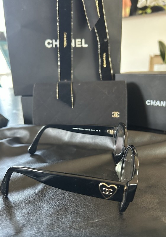 Women's CHANEL Eyeglasses Square Black/Gold Logo with Demo Lenses CH3438 NEW gallery