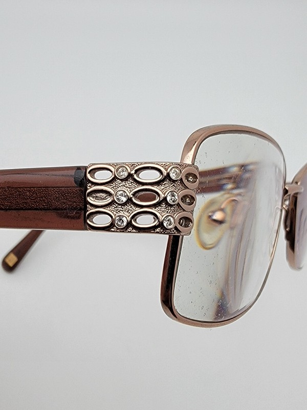 Nine West NW1038 780 Rose Gold Crystal Brown Rhinestone Eyeglasses Frame w/ Case gallery