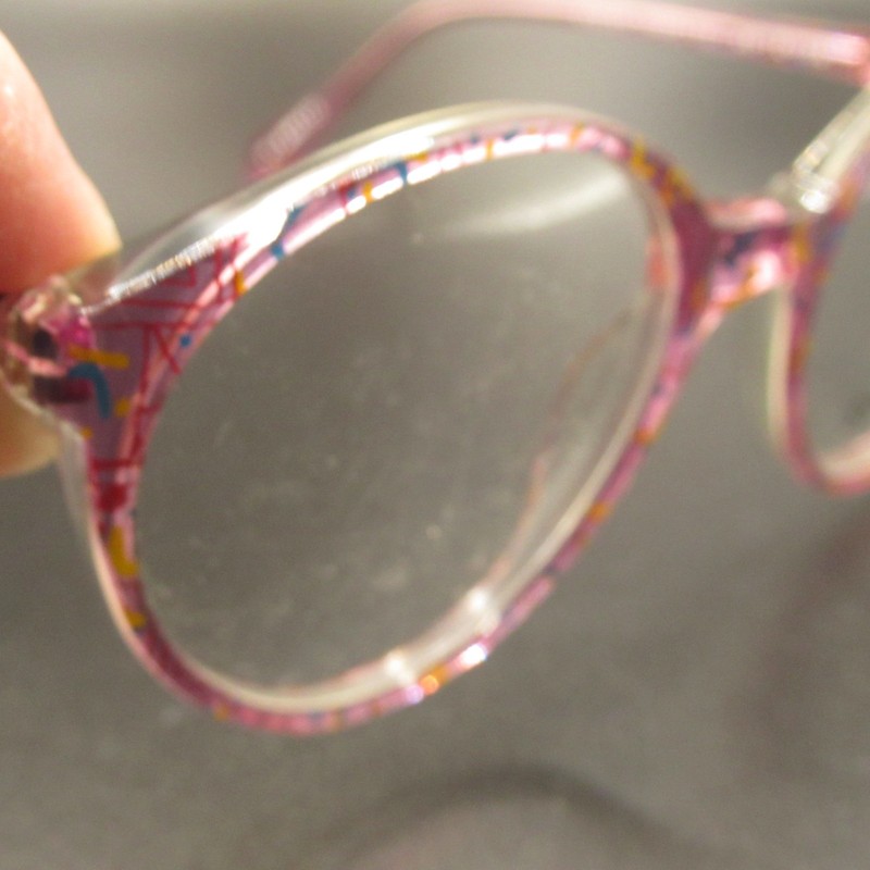 ST. MORITZ Eyeglass Frames Sissy Pink Violet Multi-Color Pattern Round 52-18-135 gallery