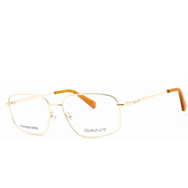 Gant Men’s Eyeglasses Pale Gold Metal Full Rim Rectangular Frame GA50097 032