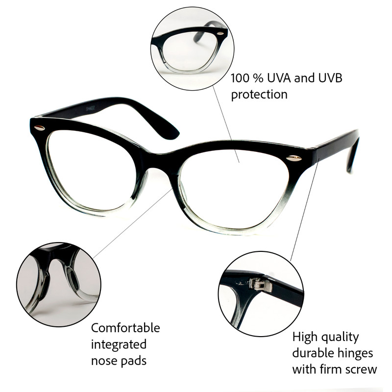 Cat Eye BAMBI Tortoise Bottom Gradient Ombre Eyeglasses Clear Lens SHADZ GAFAS gallery