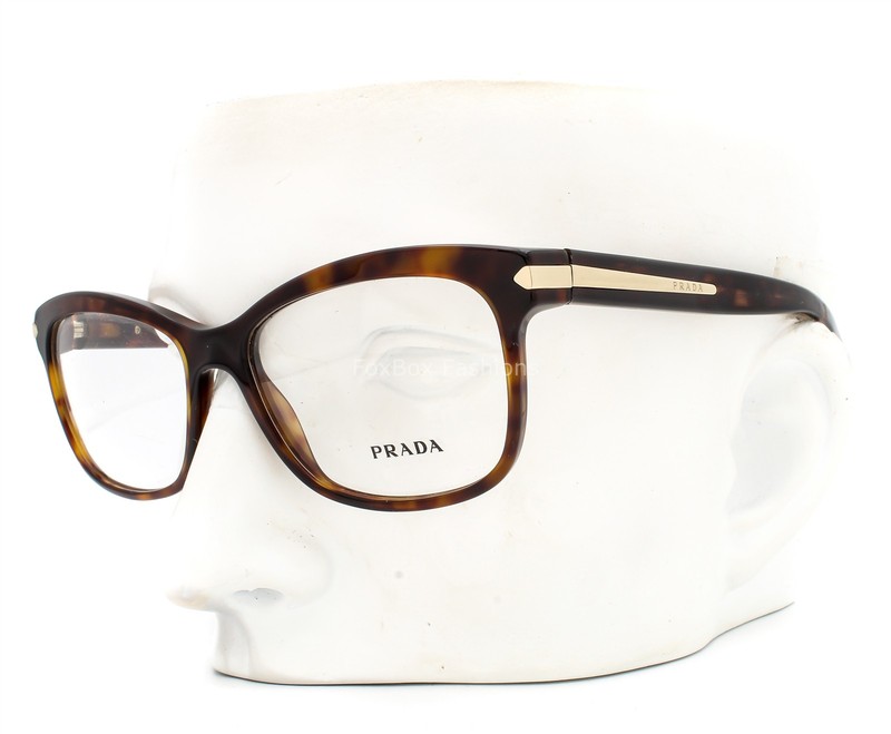 Prada VPR10R 2AU-1O1 Eyeglasses Glasses Brown Havana Gold Logo 55-17-140 No Case