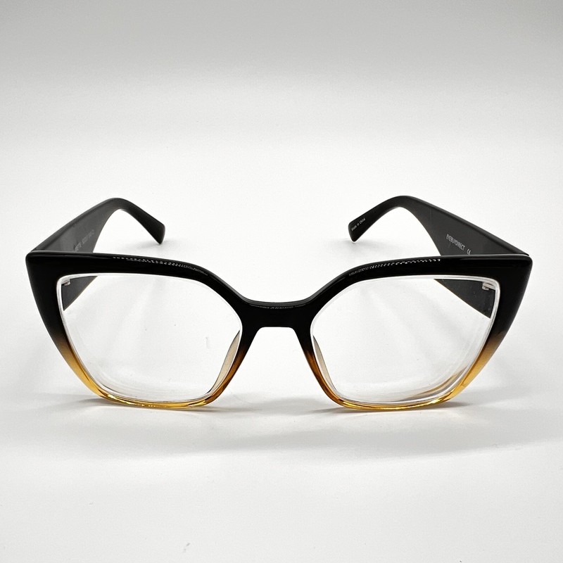 Pierrette Eye Glasses Cat Eye Black Clear Brown