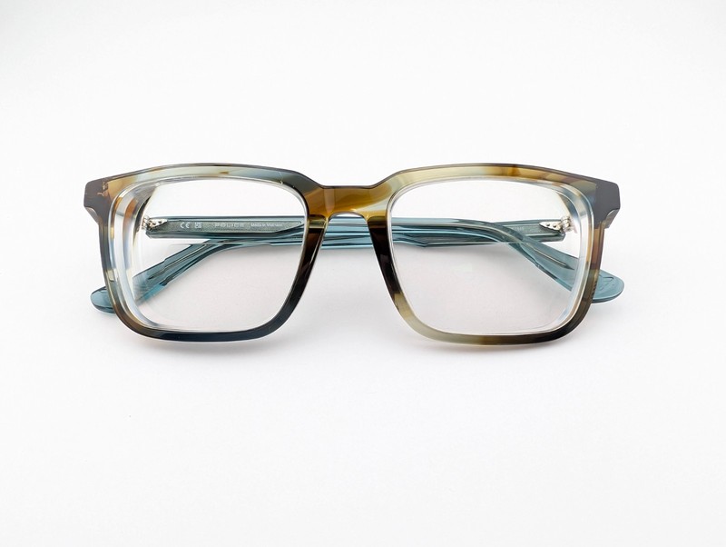 Police Eyeglasses, Frames Only, VPLM91K Col.06U8 Brown/Teal, 53-19-145, Vietnam