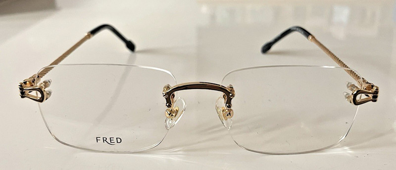 FRED Lunettes Force 10 50002U Gold Black Optical Rimless Rope Eyeglasses New 56 gallery