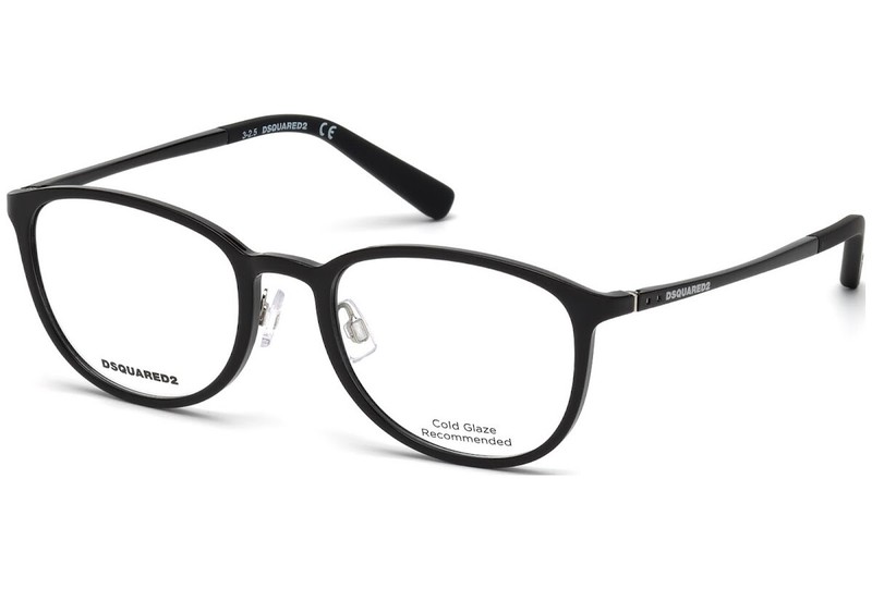 DSQUARED2 DQ5220 001 Black Round Plastic Optical Eyeglasses Frame 51-19-140 DQ