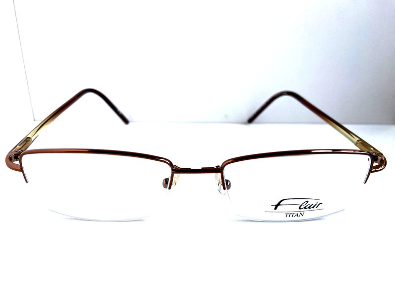 New Flair 462 583 Bronze 52mm Semi-Rimless NickelFree Men's Eyeglasses Frame . gallery