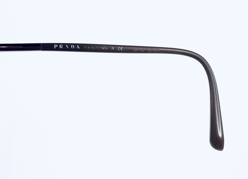 Prada Brown Tortoise Silver Rectangular Lucite Glasses Italy VPR17G 52 16 140 gallery